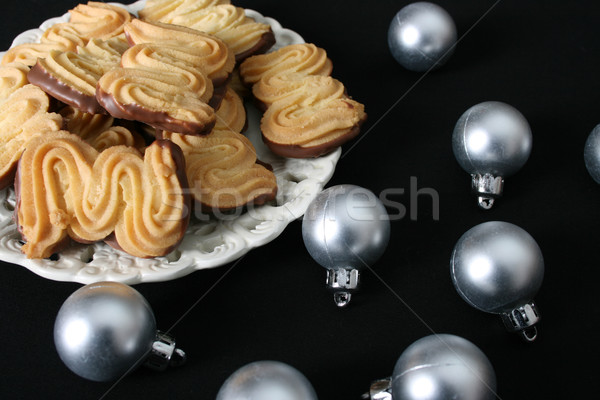 Noël cookies argent balle décorations noir [[stock_photo]] © vanessavr