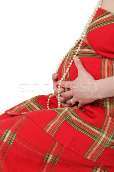 Embarazo hermosa embarazadas vientre perlas familia Foto stock © vanessavr