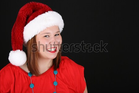 ストックフォト: クリスマス · 少女 · 小さな · ブルネット · 着用