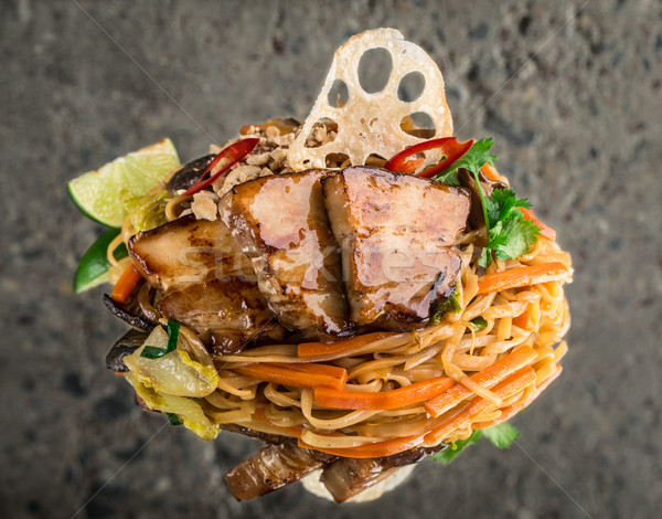 Udon noodles with pork brisket Stock photo © vankad