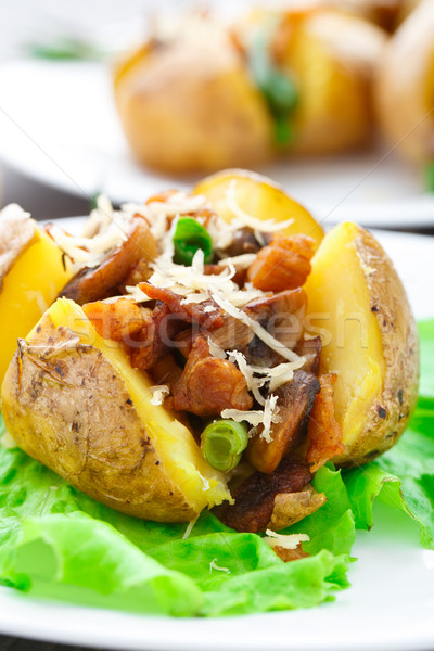 Sült krumpli szalonna gombák finom étel Stock fotó © vankad