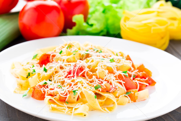 Fettuccine with tomato Stock photo © vankad