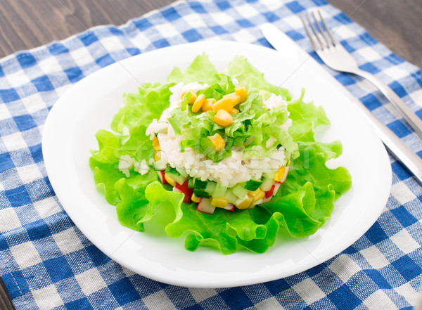 Crabe salade mayonnaise plaque table couteau [[stock_photo]] © vankad