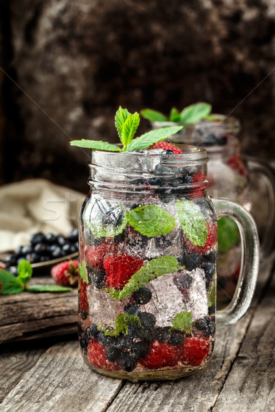 Stockfoto: Drinken · vers · bessen · glas · mint