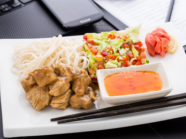 Quick asian style lunch in office Stock photo © vankad