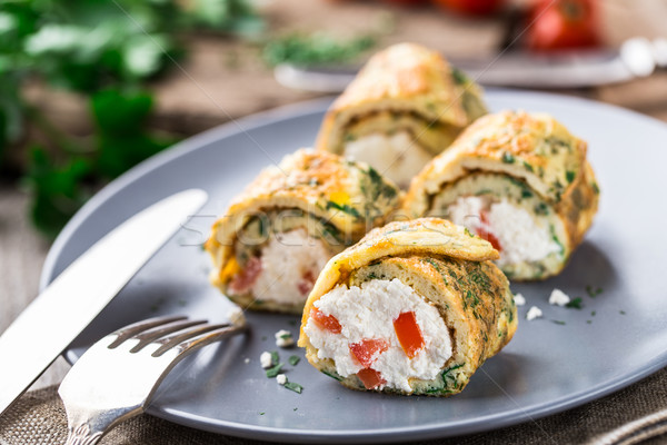 Omelette rolls with curd Stock photo © vankad