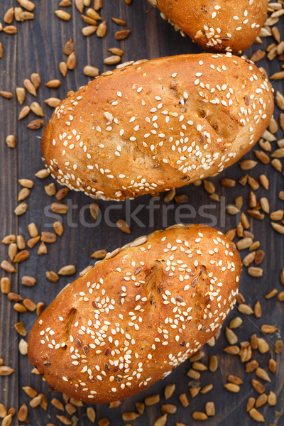 Tasty fresh bun with seeds Stock photo © vankad