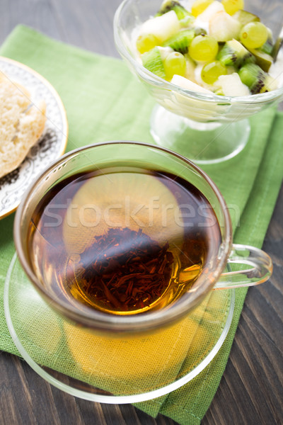 Hot tea and ice cream with fruits Stock photo © vankad