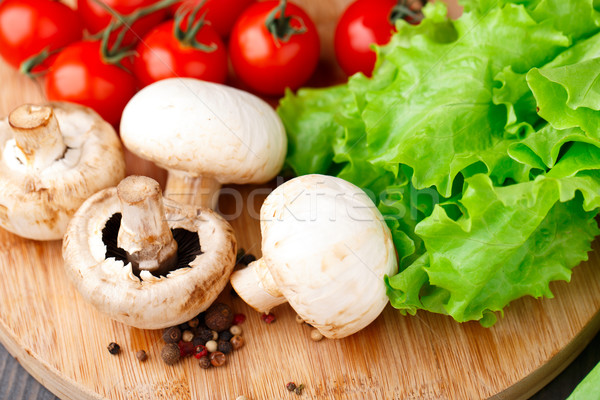 Stock photo: Mushrooms, tomato, lattuce and pepper