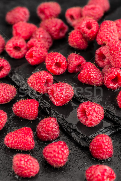 Stockfoto: Vers · Rood · frambozen · nat · zwarte · water