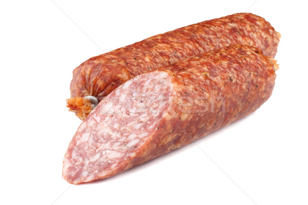 Stockfoto: Salami · worst · smakelijk · witte · vlees · vers