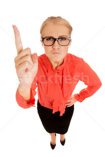 Business woman Finger Schwerpunkt Zeichen Gläser jungen Stock foto © vankad