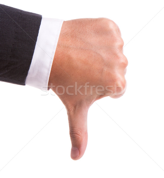 Biznesmenów kciuk w dół biały ciało Zdjęcia stock © vankad