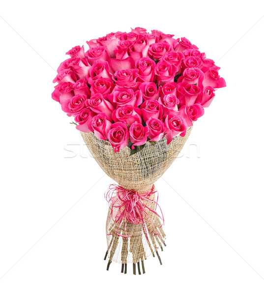 Flower bouquet of 50 pink roses Stock photo © vankad