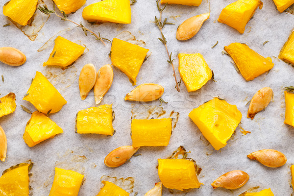 Stock photo: Baked pumpkin with olive oil and thyme