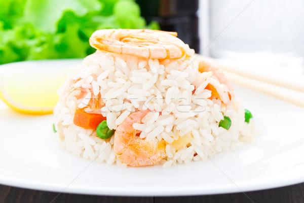 Fried rice with shrimps Stock photo © vankad