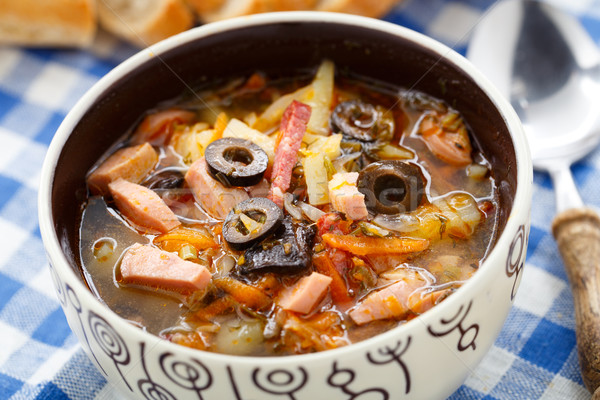Hagyományos orosz leves ízletes tál tányér Stock fotó © vankad