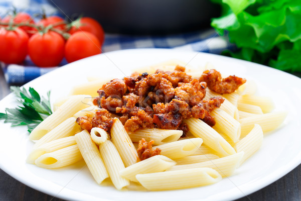 Makaronu sos bolognese tablicy posiłek naczyń Zdjęcia stock © vankad