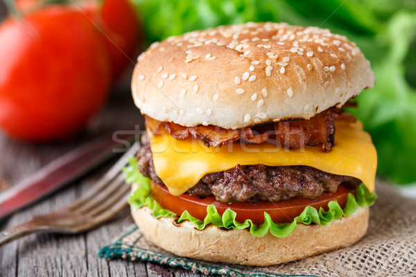 бекон Burger говядины гриль сыра свежие Сток-фото © vankad