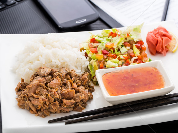 Quick asian style lunch in office Stock photo © vankad