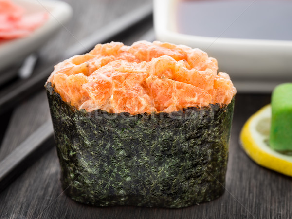 Sushi somon gıda pirinç Asya Stok fotoğraf © vankad