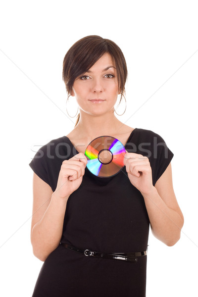 Young woman holding audio disk Stock photo © vankad