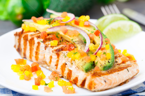 Avocado lime salmon Stock photo © vankad