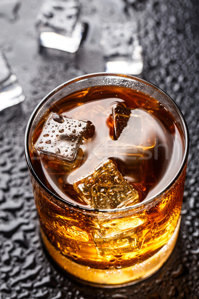 Glas ijs drinken zwarte alcohol Stockfoto © vankad