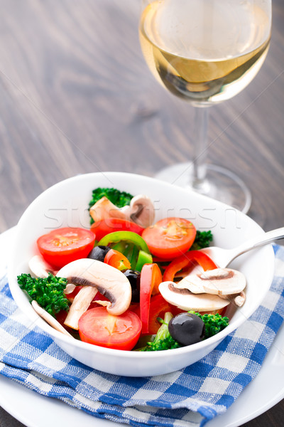 Stockfoto: Plantaardige · salade · paprika · tomaat · broccoli · champignon