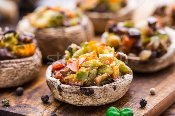 Portobello mushrooms stuffed with vegetables Stock photo © vankad