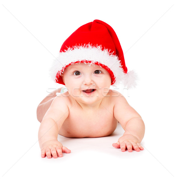 Natale baby babbo natale Hat bianco bambino Foto d'archivio © vankad