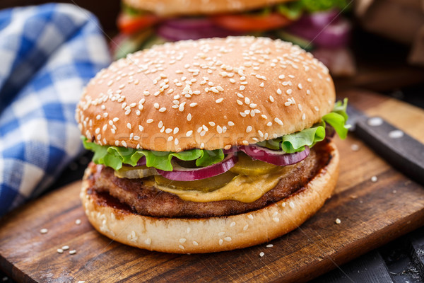 Burger with pork cutlete Stock photo © vankad