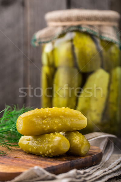 Pickles on a wooden  board Stock photo © vankad