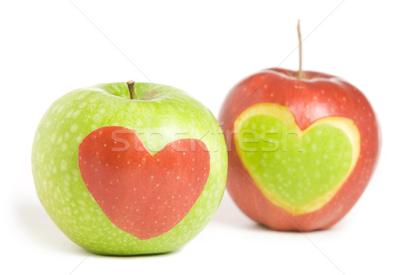 Stock photo: Two apples with heart