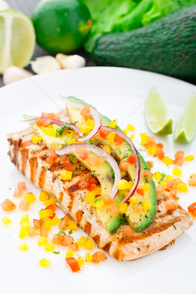 Avocado lime salmon Stock photo © vankad