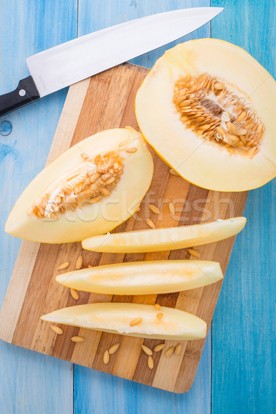 Melón rebanadas tabla de cortar delicioso frutas verano Foto stock © vankad