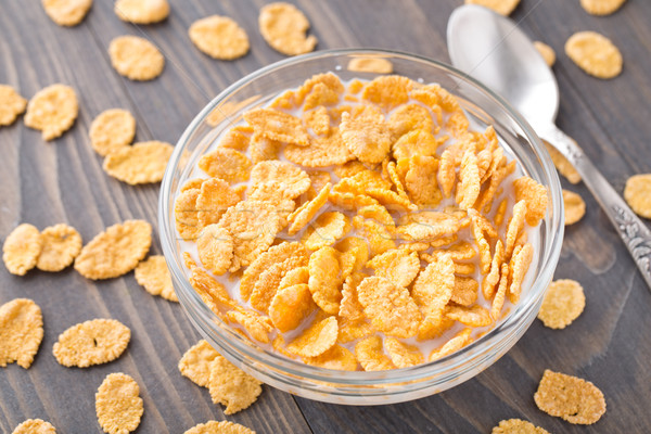 Sugar coated corn flakes with milk Stock photo © vankad