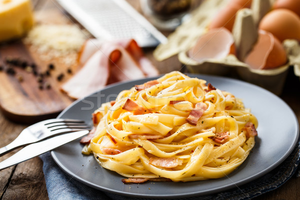 Pasta carbonara Stock photo © vankad