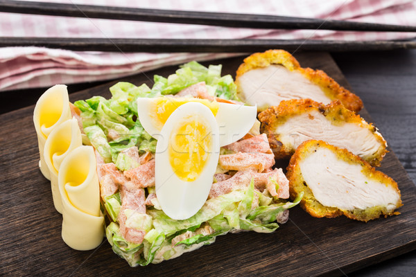 Chicken tempura salad Stock photo © vankad