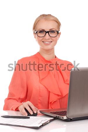Stok fotoğraf: Genç · iş · kadını · dizüstü · bilgisayar · tablo · iş · bilgisayar