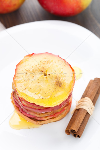 Stake of sliced baked apple Stock photo © vankad