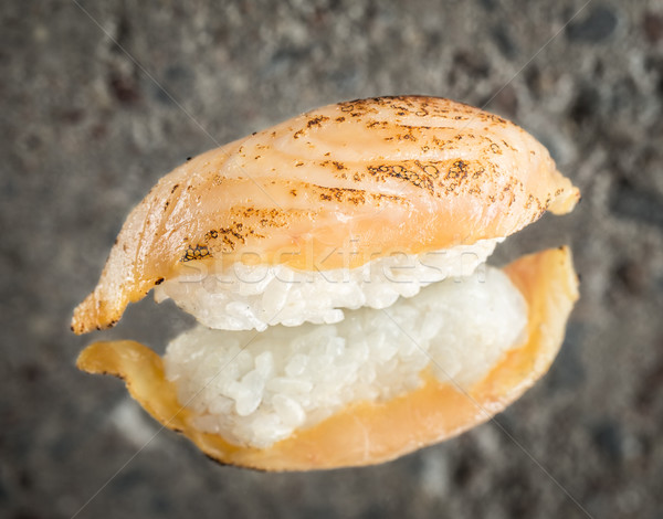 Burned nigiri sushi with sea bass Stock photo © vankad