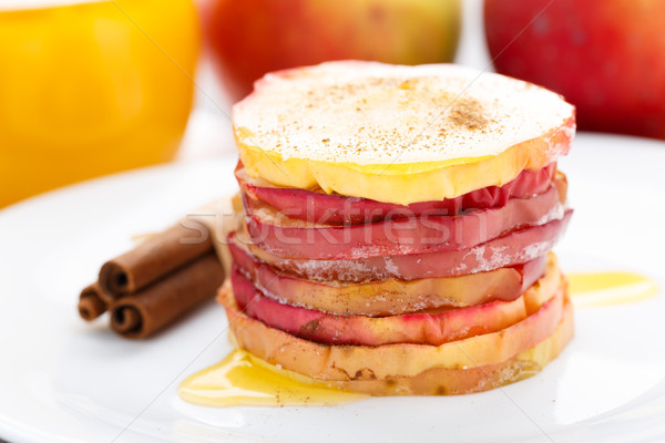 Stake of sliced baked apple Stock photo © vankad