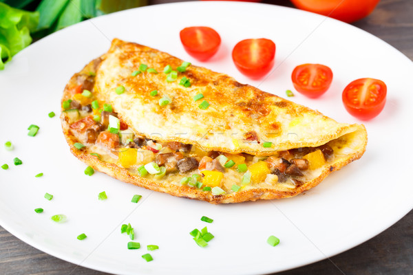 Omelet with diced vegetables Stock photo © vankad