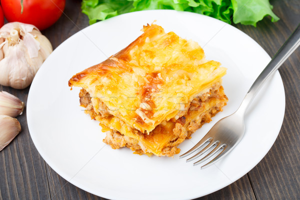 Italian lasagna on a plate Stock photo © vankad