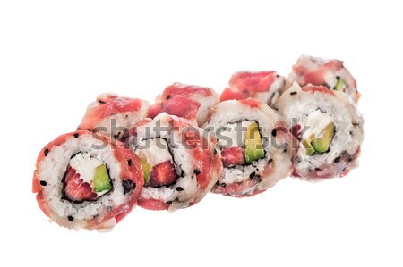 Tuna scallop roll with strawberry Stock photo © vankad