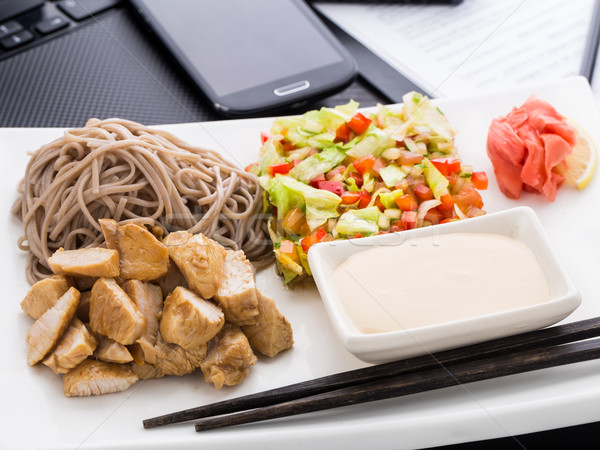 Quick asian style lunch in office Stock photo © vankad