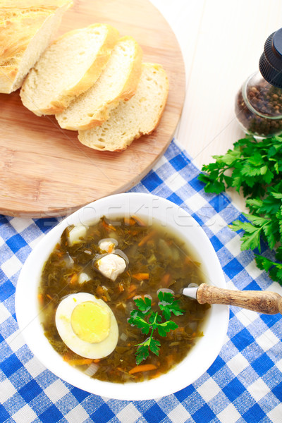 Delicious soup with sorrel Stock photo © vankad