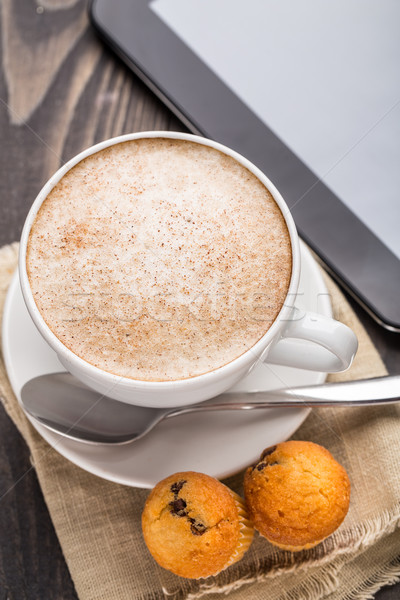 Stock photo: Cappuccino coffee with muffins