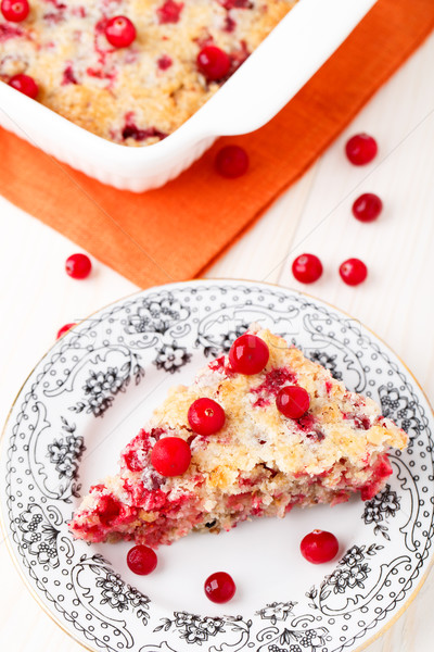 Tranche canneberges tarte plaque alimentaire sweet [[stock_photo]] © vankad